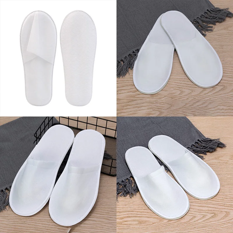 White 4Mm Non Woven Disposable Non Slippers Travel Home Slippers Business Home Hotel Unisex Slippers