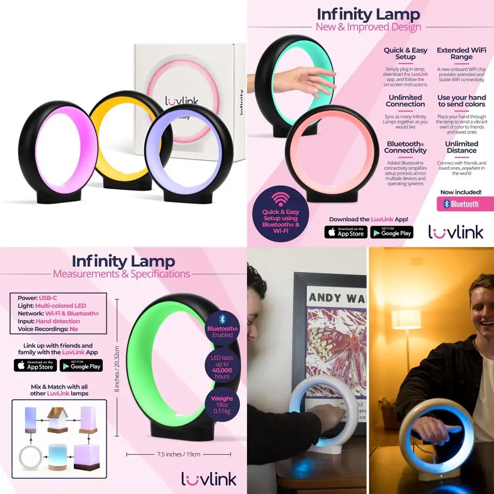 مجموعة مصابيح بلوتوث فريندشيب مكونة من ثلاثة حائزة على الجائزة، سهلة الإعداد، باللون الأسود للاتصالات العميقة