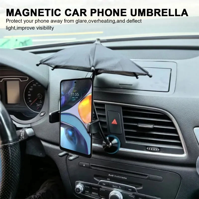 Mini Umbrella For Phone Sun Shade Car Phone Holder Sunscreen Glare Block Outdoor Accessories Windshield Dashboard Clip Mount Kit