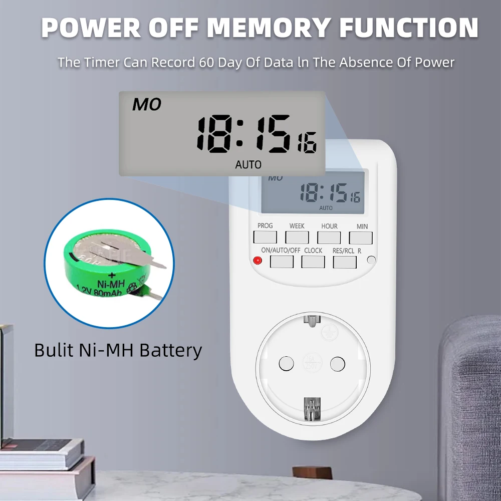 EU Stecker Timer Schalter Energiesparende Digitale Küche Timer Steckdose Woche Stunde Programmierbare Timing Buchse