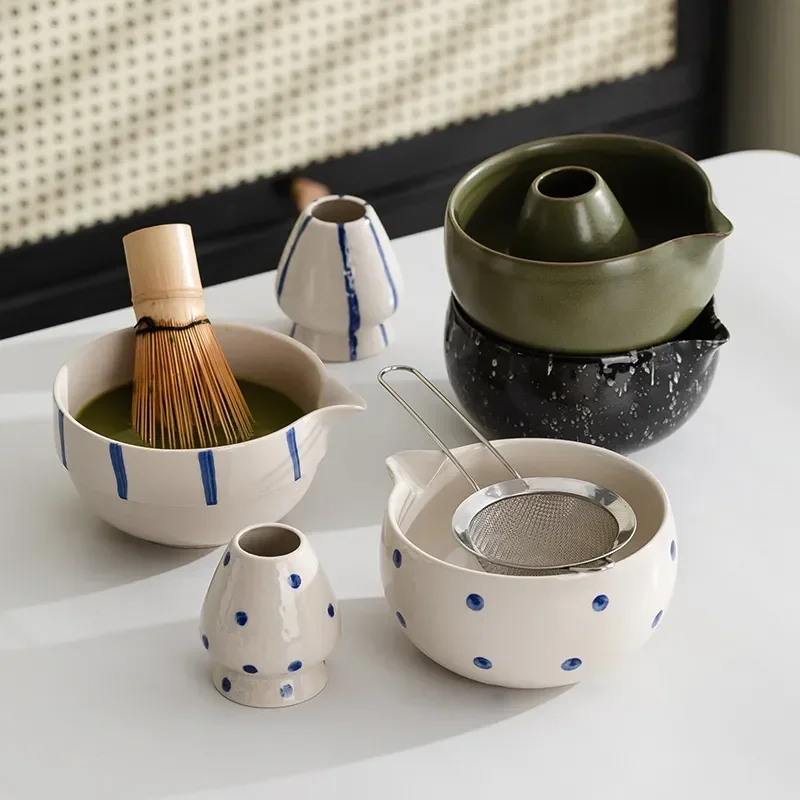 Authentic Japanese Matcha Bowl Set with Bamboo Whisk Chasen Traditional Tea Ceremony Tools for Home Use Complete Kit Gift
