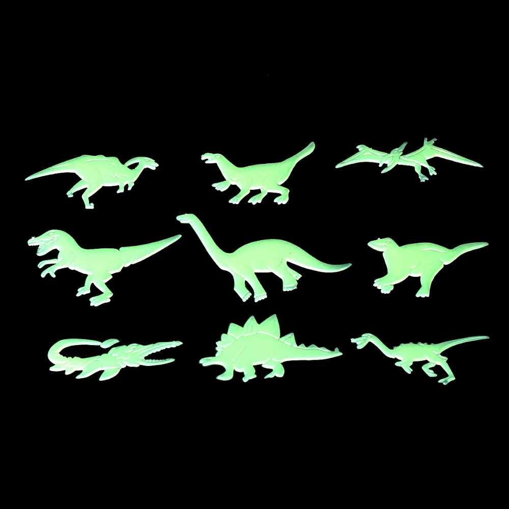 9pcs/lot Glow In The Dark Dinosaurs Toys Stickers Ceiling Decal Baby Kid  toys