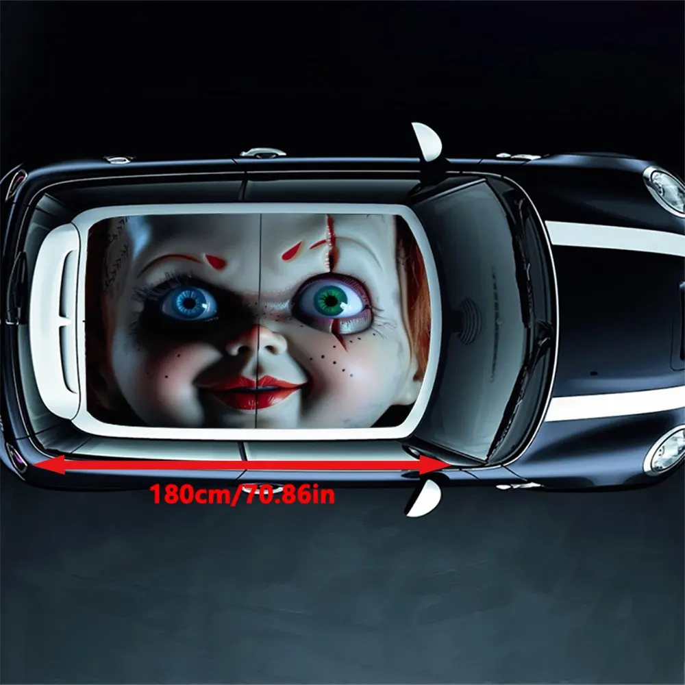 Horrible Chucky Horror Movie Car Roof Sticker Wrap Racing SUV Auto Accessories Packaging PVC Car Hood Graphic Decal Decor Gift