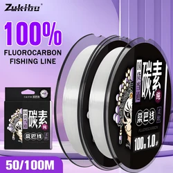 ZUKIBO 2024 새로운 리더 라인 100% 순수 플루오로카본 싱크 낚시 라인 100M 50M 낚시 라인 탄소 낚시 태클 Pesca 낚시