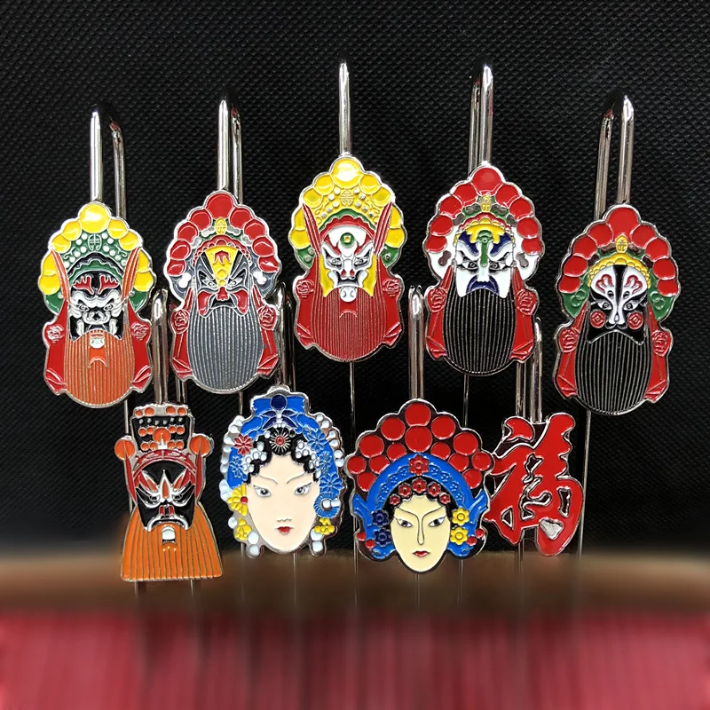 10pcs Custom Personalized Vintage Metal Peking Opera Bookmarks Wholesale Chinese style Creative Stainless steel Souvenir Gifts