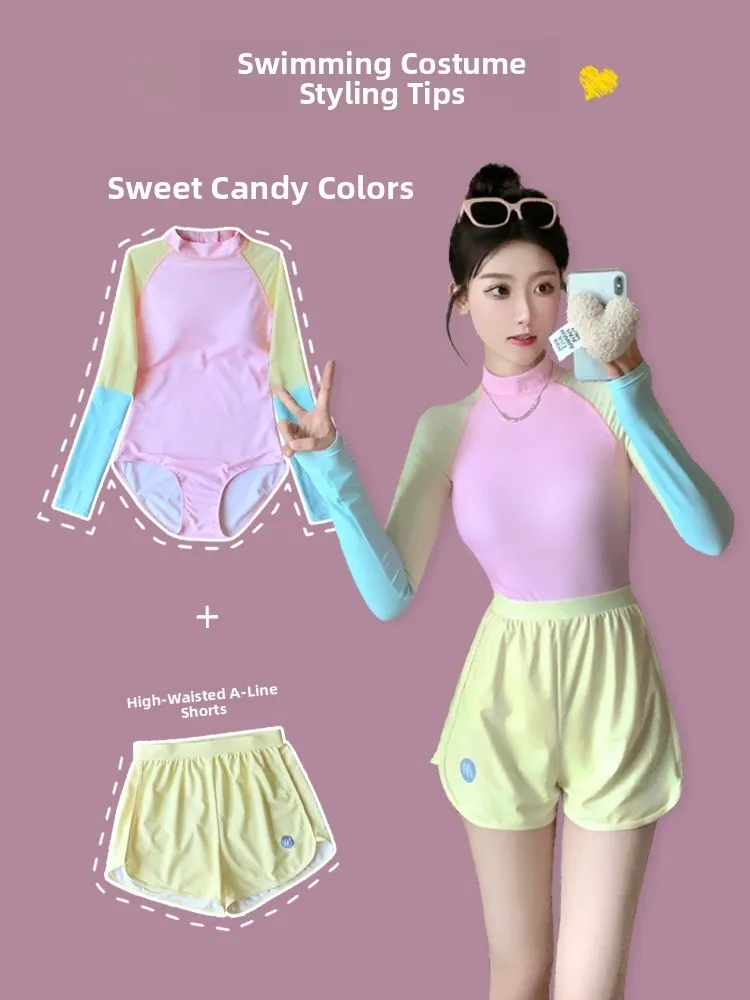 

Консервативный монокини с длинными рукавами для женщин, новинка 2023 года, термокостюм для серфинга, студенческий дизайн с маской