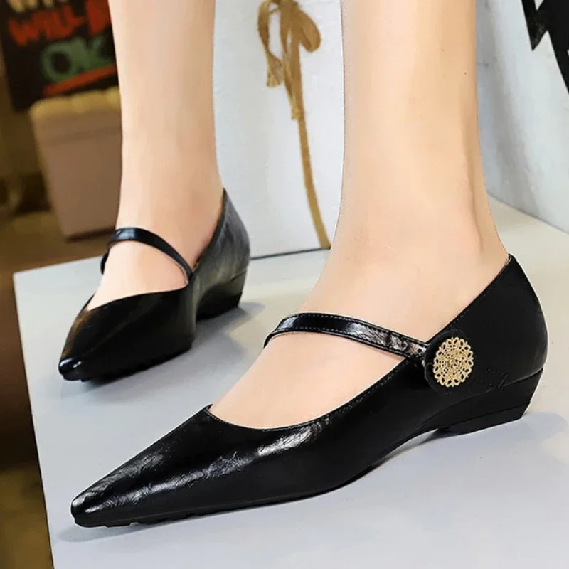 

Весенняя женская обувь классического стиля, модная женская обувь с острым носком для повседневной носки, женская обувь Мэри Джейн для вечеринок, удобная в носке.