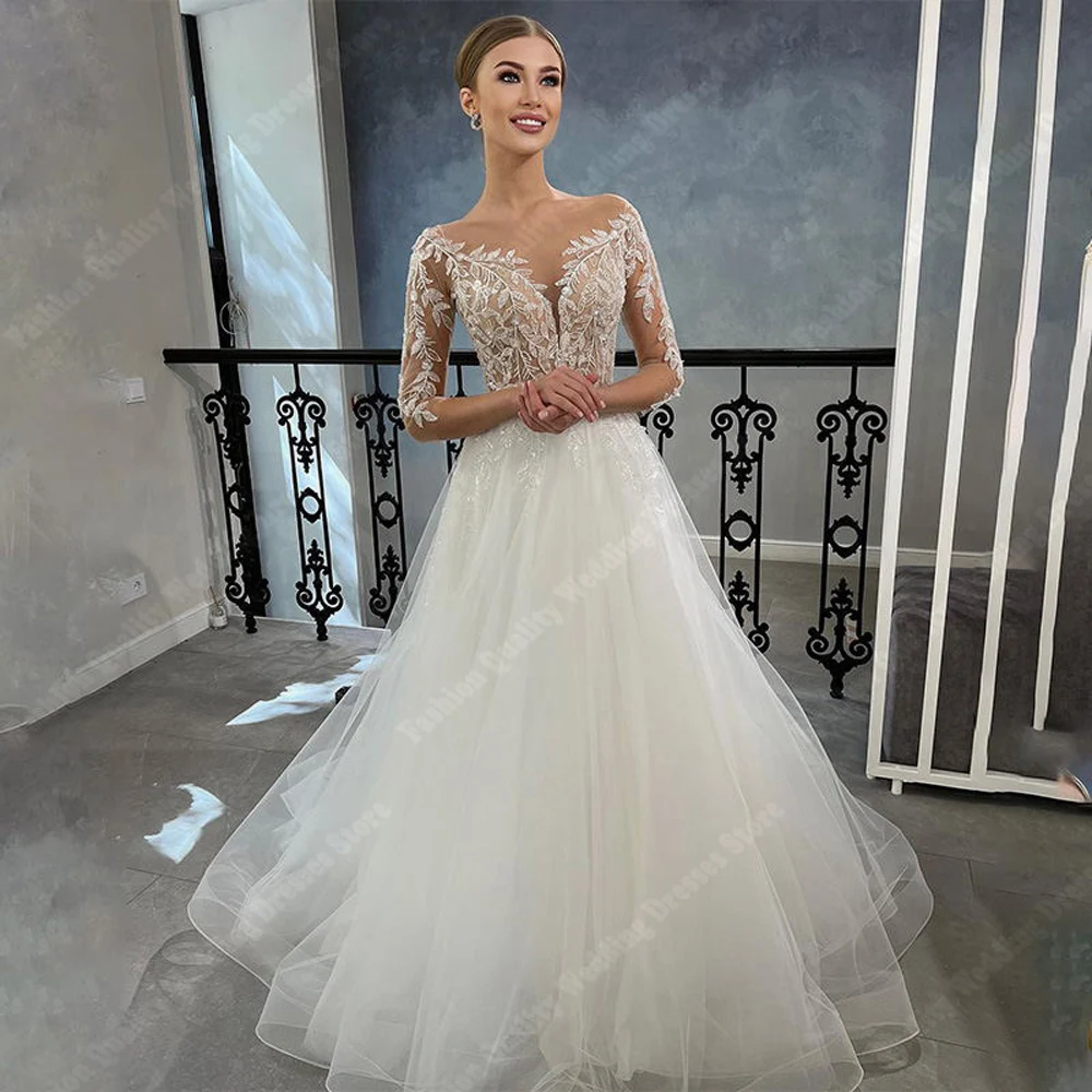 Pretty Women A-Line Wedding Dresses Sexy V-Neck Bridal Gowns Elegant Engagement Party Ball Princess Vestidos De Novia Customized