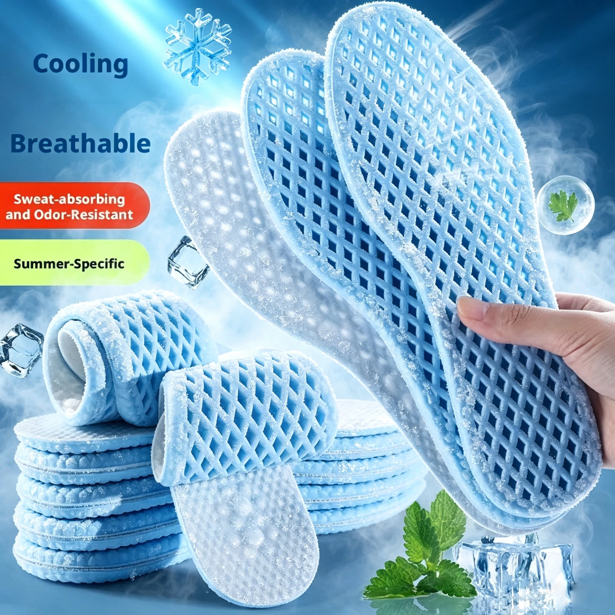 

2026 Summer Cooling Insoles for Men Running Sports Shock Absorption Shoe Sole Breathable Shoes Insole Memory Foam Shoe Pads