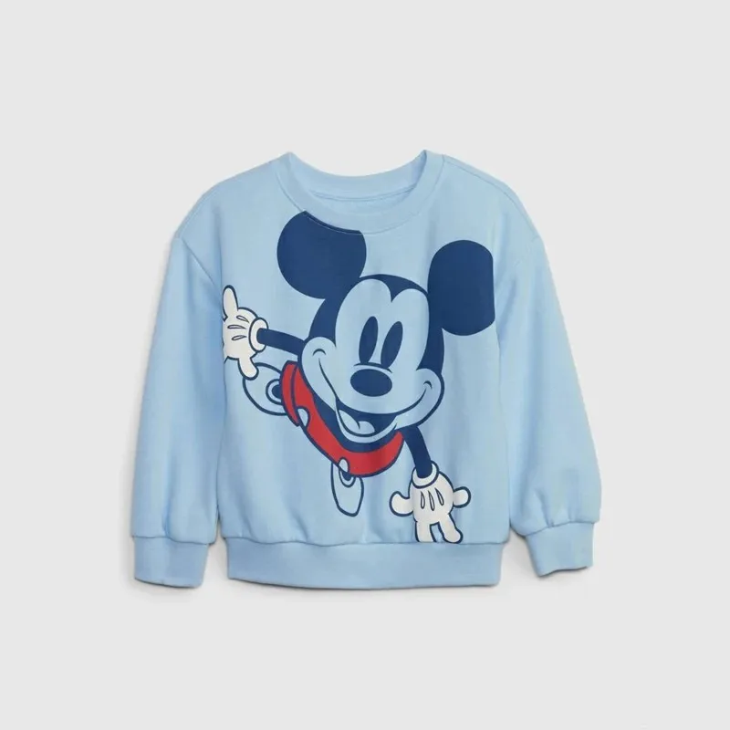 Sudaderas rosas con estampado de Mickey para niñas pequeñas, jersey de cuello redondo, sudaderas informales, Top de manga larga a la moda, ropa de