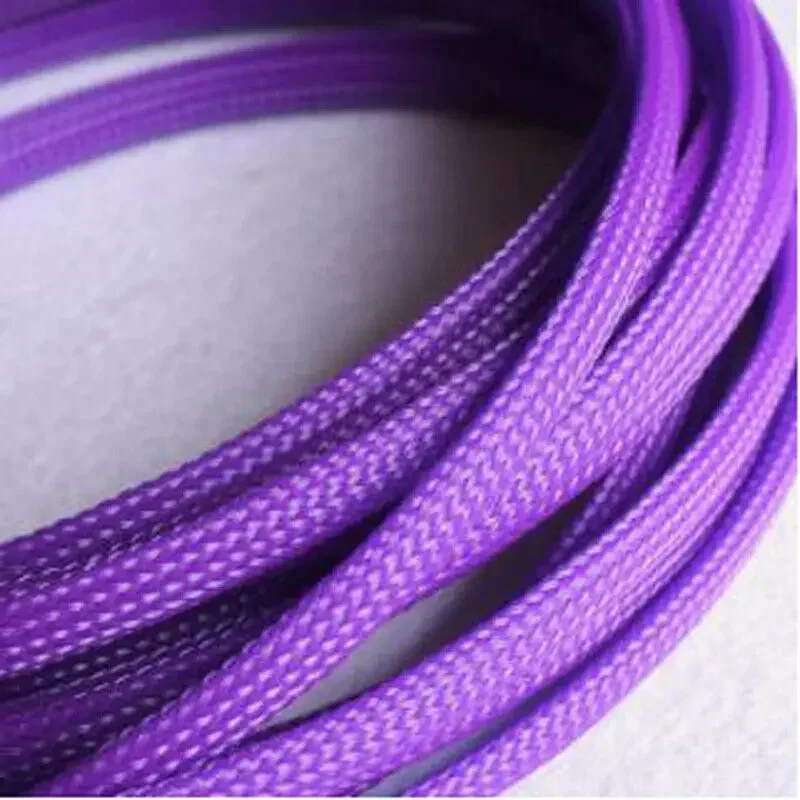 New Cable Sleeves 3-25mm Purple Snakeskin Mesh Wire Protecting Nylon Tight PET Expandable Insulation Sheathing Braided Sleeves