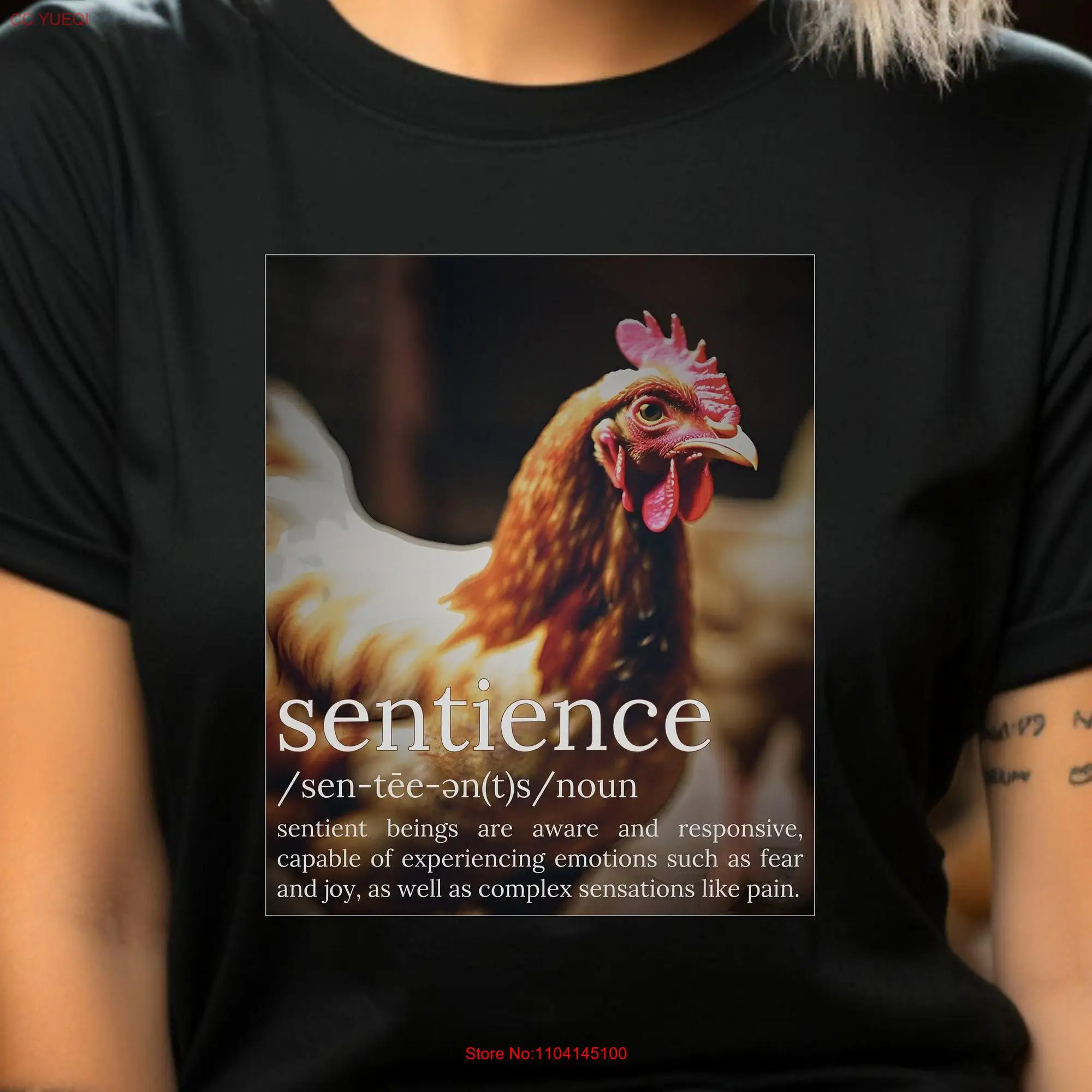 Vegan ActivisT T Shirt Chicken Are Sentient Sentience Definition Veganism Activism Animal Defender long or short sleeves