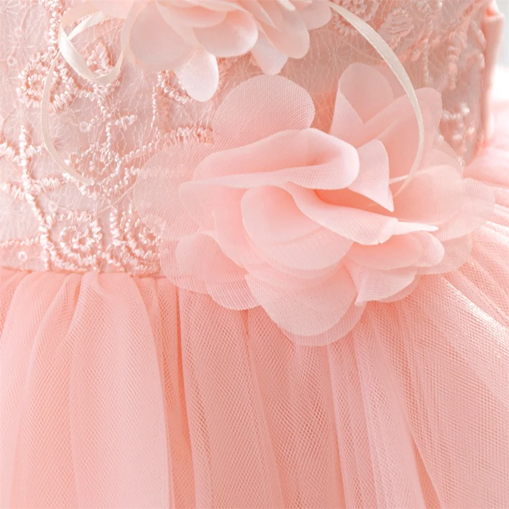 Kleinkind Blumen-Netz Ballkleid Party Baby Mädchen Kleid Elegantes Tauf- Geburtstags- Hochzeits-Prinzessinnenkleid Brautjungfern-Ballkleid Kostüm – Detail 6