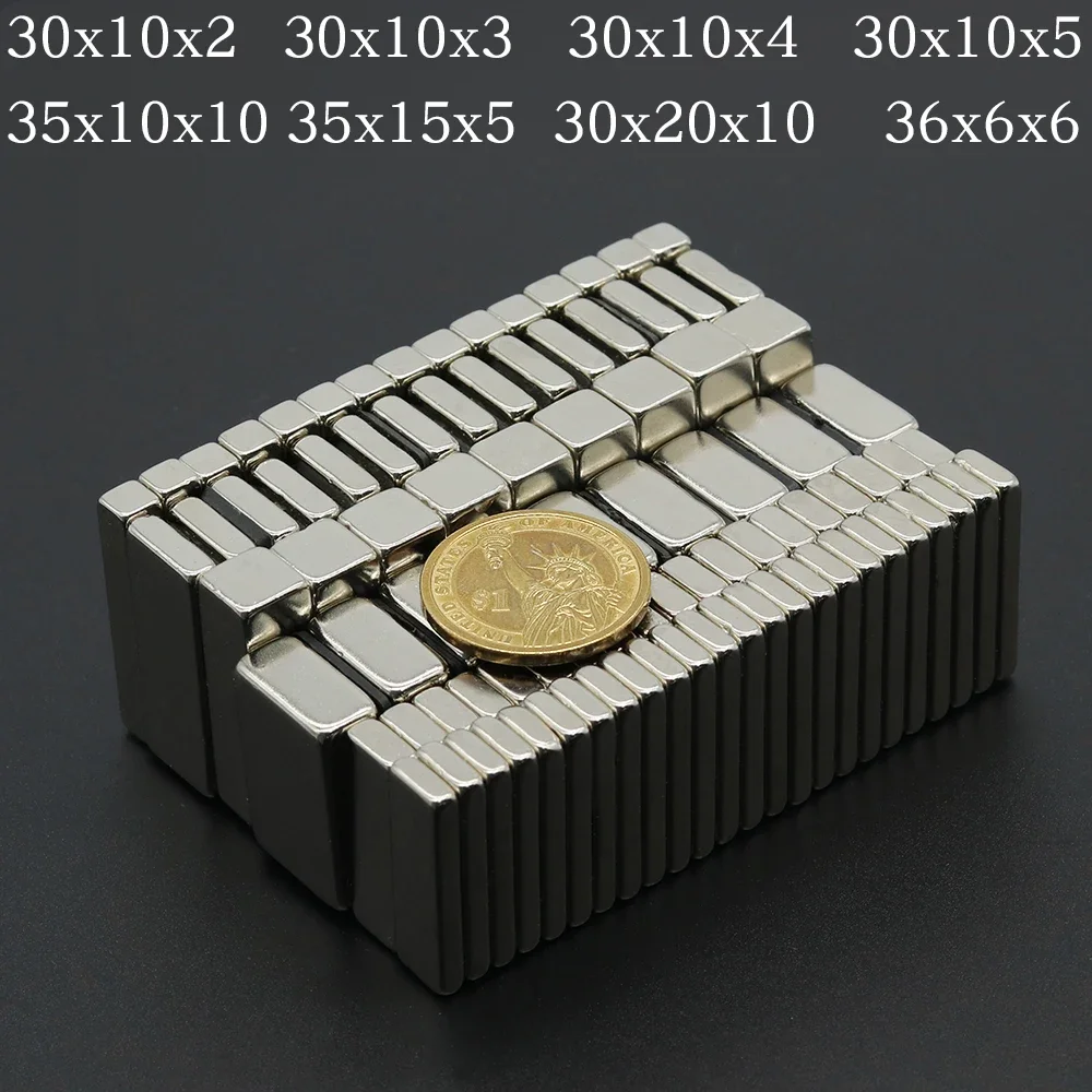 N35 Super Strong Neodymium Magnet Block NdfeB Powerful Permanent Magnetic imanes Refrigerator Magnets 30x10x2/3/4/5mm