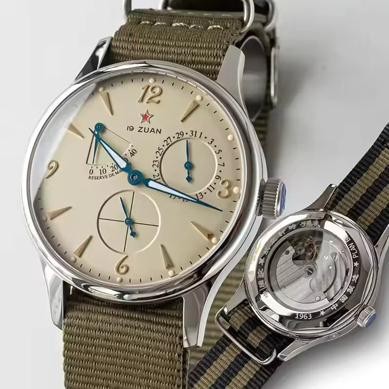 Klassische Seagull 1963 Pilot Herrenuhr Set ST1780 Automatisches Mechanisches Uhrwerk Saphirglas Retro-Stil Wasserdicht