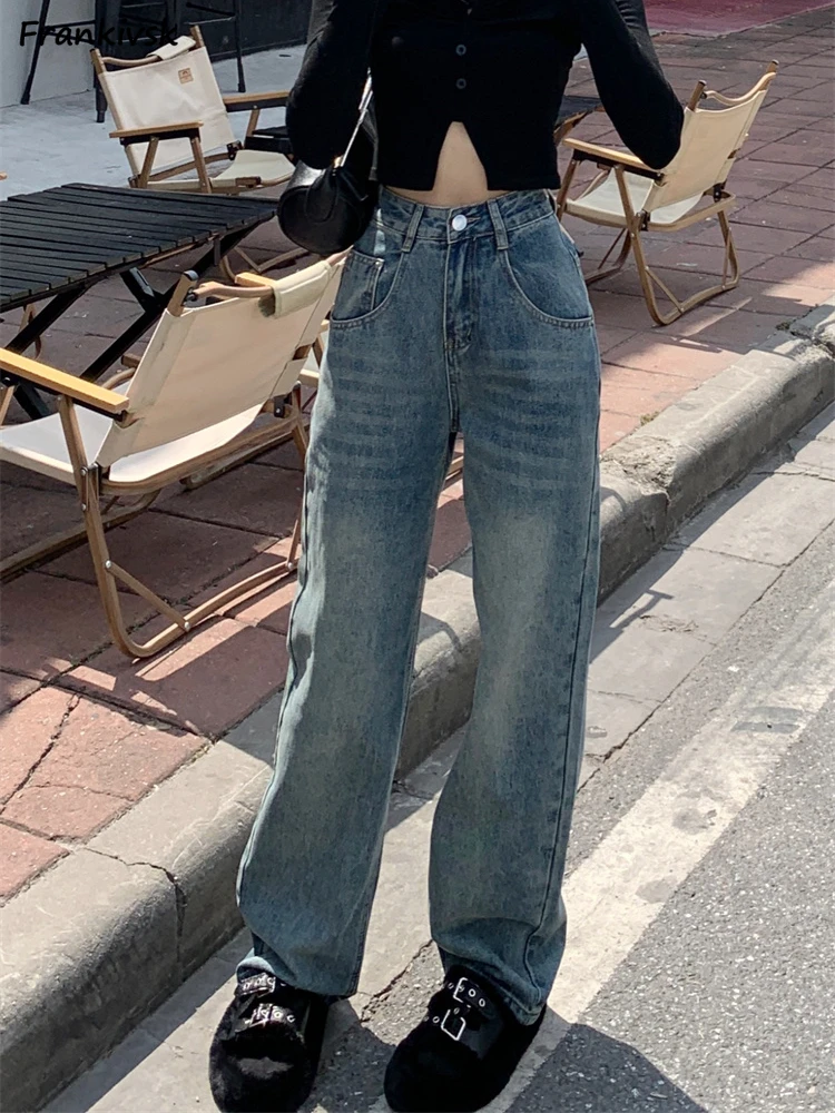 

Wide Leg Jeans Women Baggy High Waist Streetwear American Style Cozy Trendy Versatile Retro Washed Leisure Mopping Pantalones