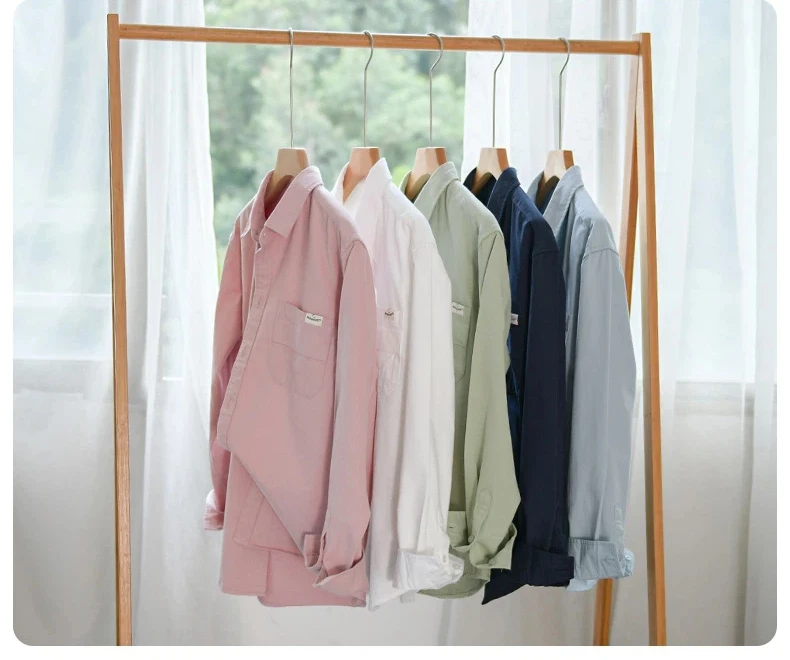 Camisa Cargo de estilo coreano para hombre, camisas rosas de primavera y verano, camisa con botones 100% cómoda de algodón con solapa y bolsillo, Top informal diario