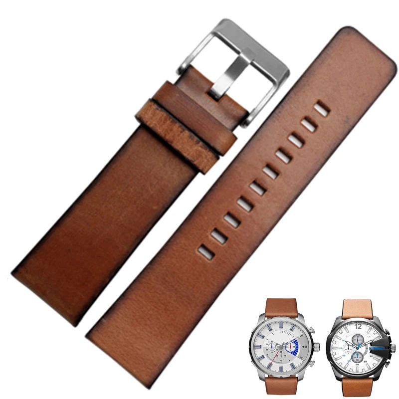 

Retro Genuine Leather watchband for Diesel DZ7406 DZ7408 DZ4476 DZ4343 watches strap classic Brown 22mm 24mm 26mm wrist bands