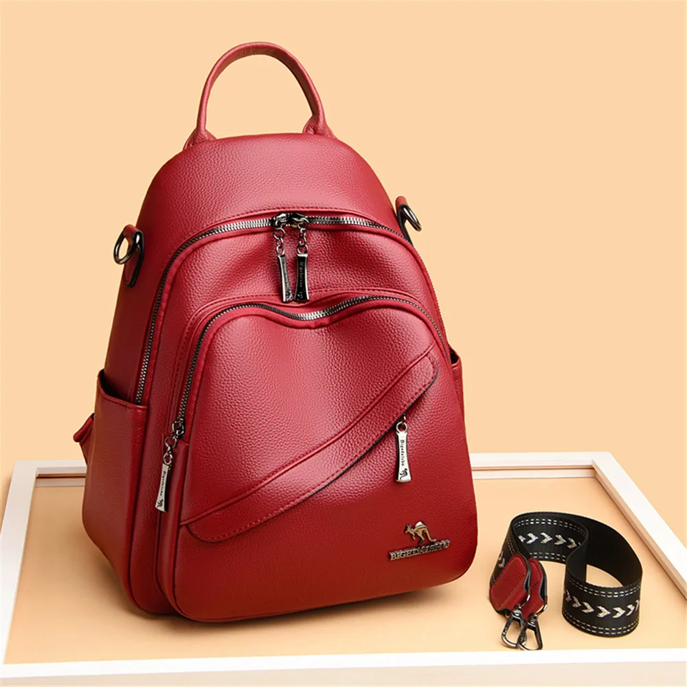 Multifunction Women Leather Backpacks Fashion Shoulder Bags Female Travel Backpack Ladies Mochilas School Travel Bags for Girls