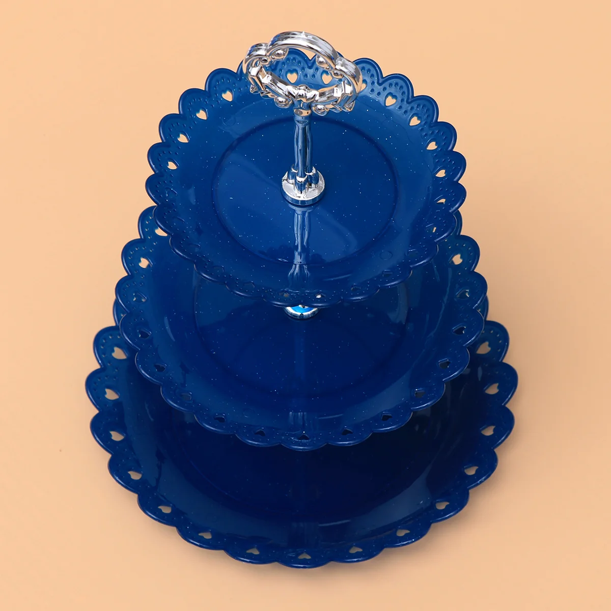 

Blue Three-Tier Cake Rack Detachable Fruit Dessert Display Stand Party Serving Platter Wedding Birthday Storage Holder
