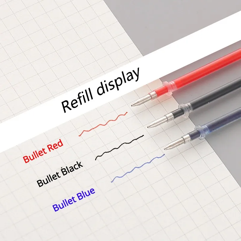 2PCS Neutral Pen+10PCS Refills Set Black Blue Red Ink Color 0.5mm Ballpoint Pen Students School Office Stationery