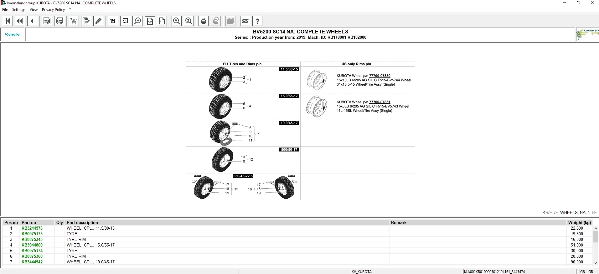 Kverneland KUBOTA Agricultural Equipments Electronic Parts Catalog DVD