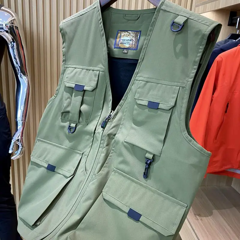 Colete Tático Pesado para Trabalho, Marca Americana Moderna, Colete Masculino para Pesca ao Ar Livre com Múltiplos Bolsos e B...