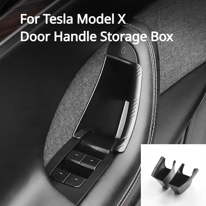 

For Tesla Model X Door Handle Storage Box Car Front Door Storage Box Side ABS Tray Hidden Organizer Car Interior Accessories