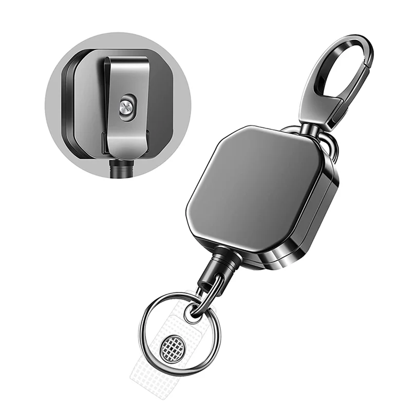 ZIZI 20X Heavy Duty Metal Retractable Carabiner Keychain Belt Badge Reels Clip 28.3Inch Reinforced Steel Wire Cord