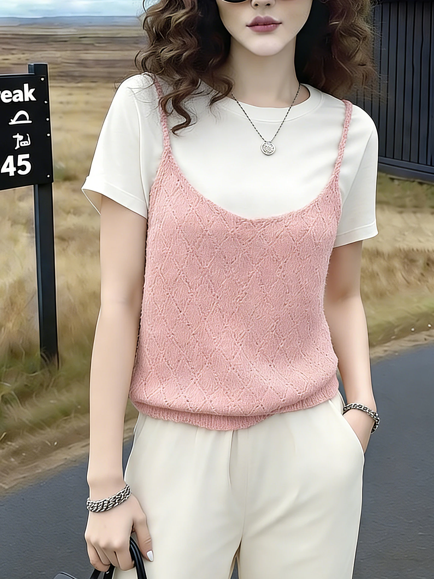 

Chic Soft Style Women's Fashion Top Summer Slimming Versatile Overhead Shirt Korean Version Straight Cut Short Sleeve round Neck