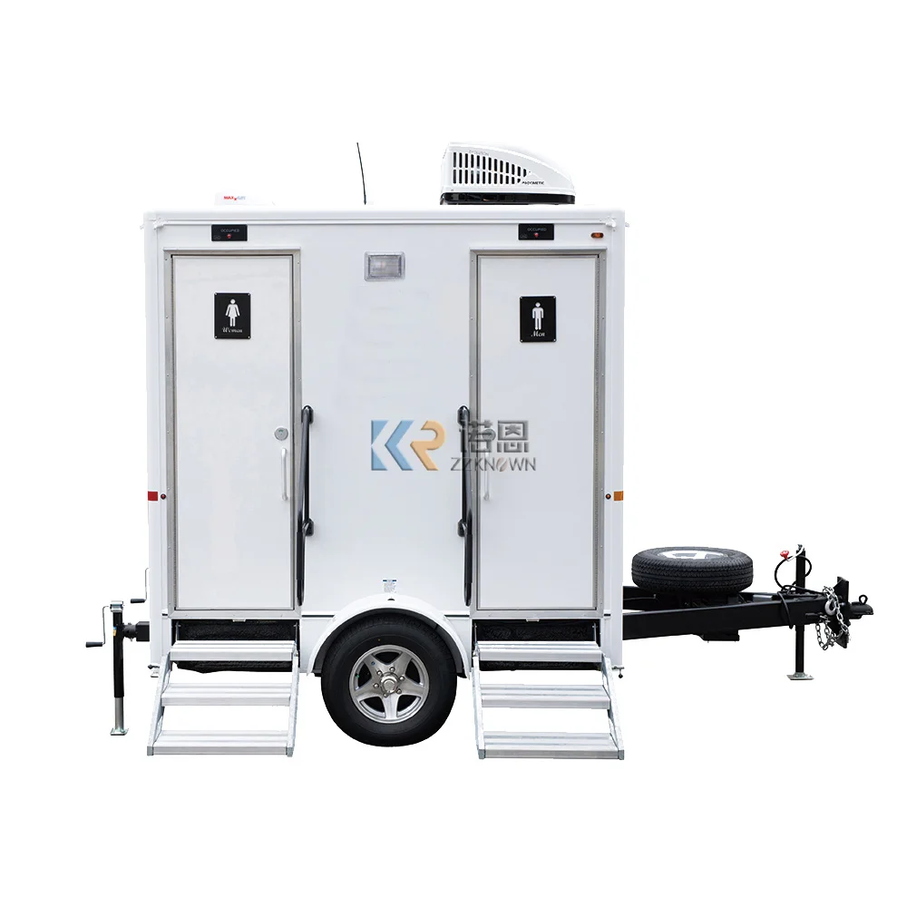 2 Station Mobile Portable Toilet Trailer Camping VIP Luxury Restroom Trailer Prefab Houses