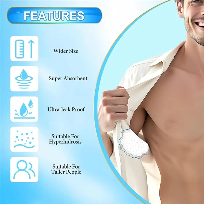 

A17F-Armpit Sweat Pads, 200 Pcs Underarm Sweat Pads Hyperhidrosis, Disposable Sweat Pads For Under Arms, Sweat Free Armpit