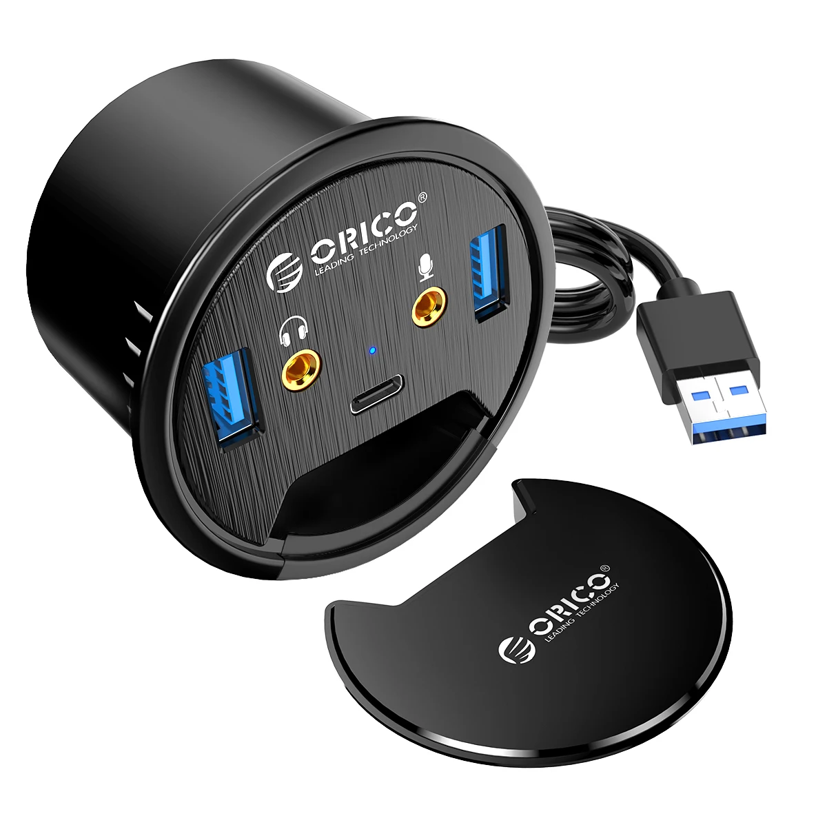 ORICO Desktop Grommet USB 3.0 HUB With Headphone Microphone Port Type C Card Reader OTG Adapter Splitter For Laptop Accessories