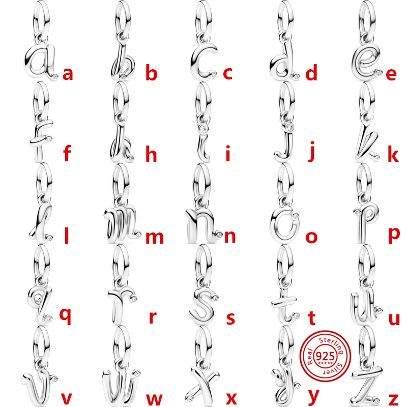 

Новинка 2024, Маленькая подвеска в виде букв, стиль 100%, серебро 925 пробы, Φ 26, бусины алфавита подходят для оригинальных браслетов Pandora с подвесками, женские Украшения «сделай сам»