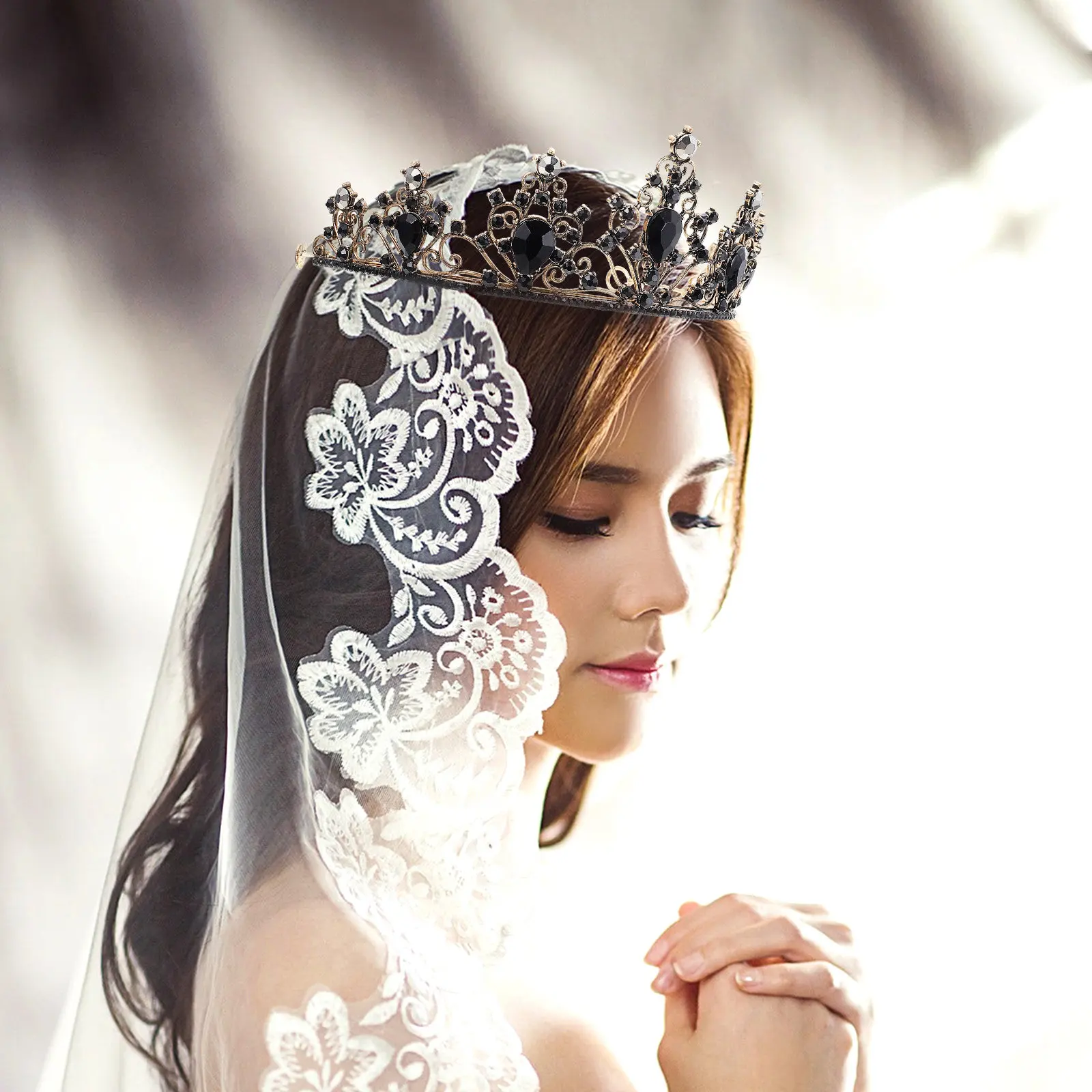 Rhinestone Crown Wedding Bridal Tiara Elegant Hair Decor Crown Headdress Party Banquet Decorative Hair Accessories