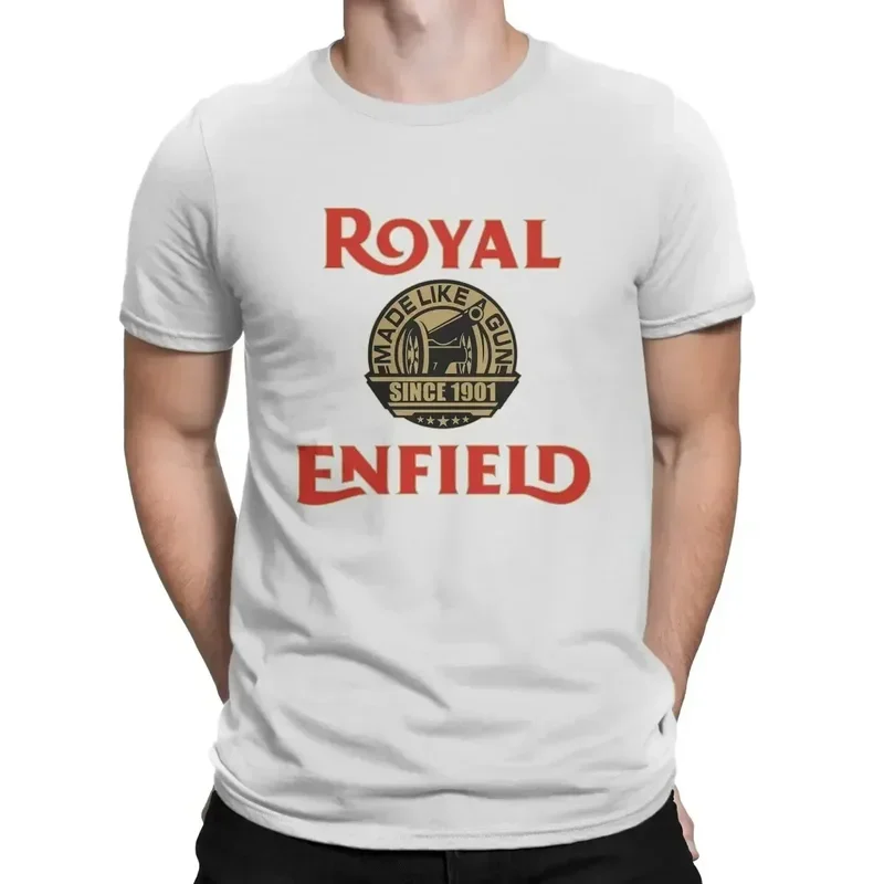 One of British Retro Motorcycles Newest T-Shirt for Men Royal Enfields Biker Round Neck Basic T Shirt Distinctive Birthday Gifts