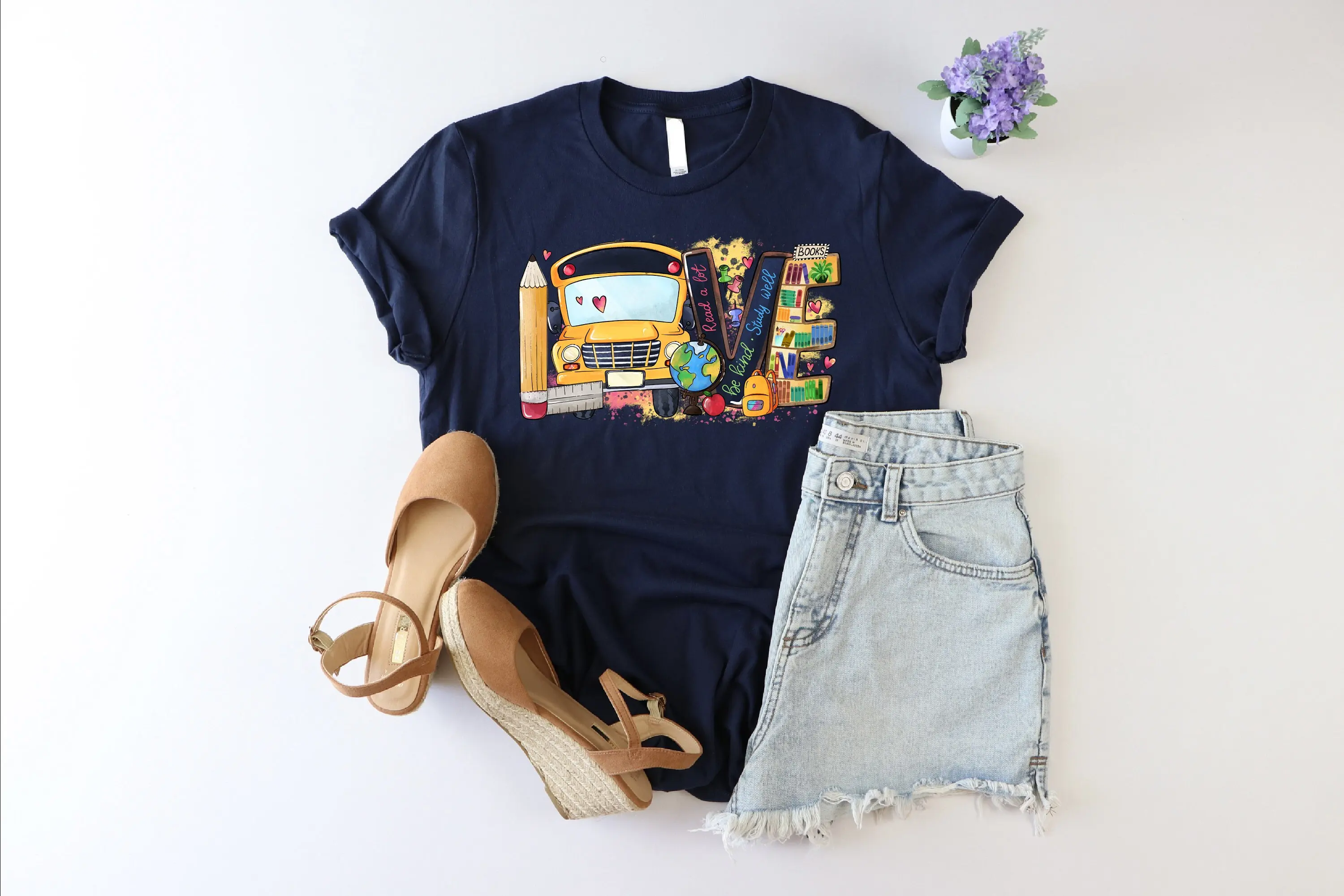 Love School T Shirt Back To Vibes First Day Of Teacher Life Funny Bus Driver Mom