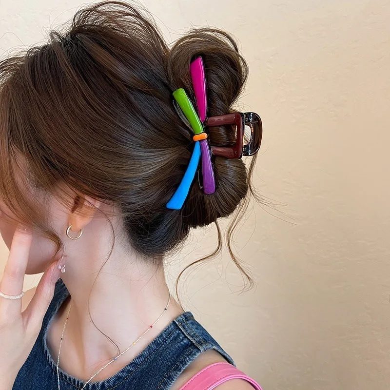 Dopamine Color-Block Bow Hair Claw Clip 2026 New Fashion Elegant Stylish Premium Trendy Chic Gorgeous Hair Accessories for Women