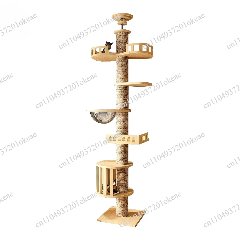 Adjustable Cat Tree House Cat Tower Floor to Ceiling Cats Multi-Level Condo With Scratching Post Hammock Pet Cat Pet Products