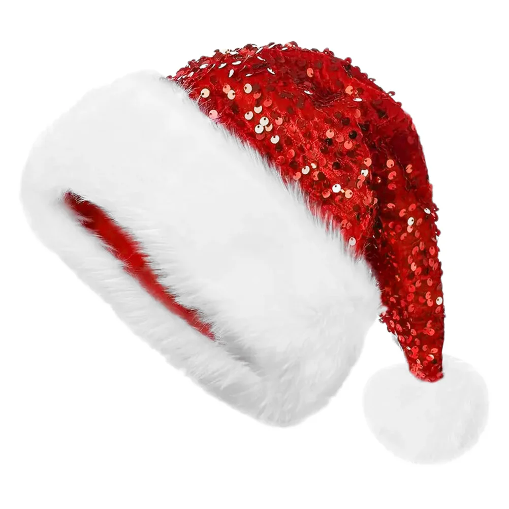 

Sequin Santa Hat Double Layer Glittery Christmas Party Accessory for Adults Children Holiday Festivities Night
