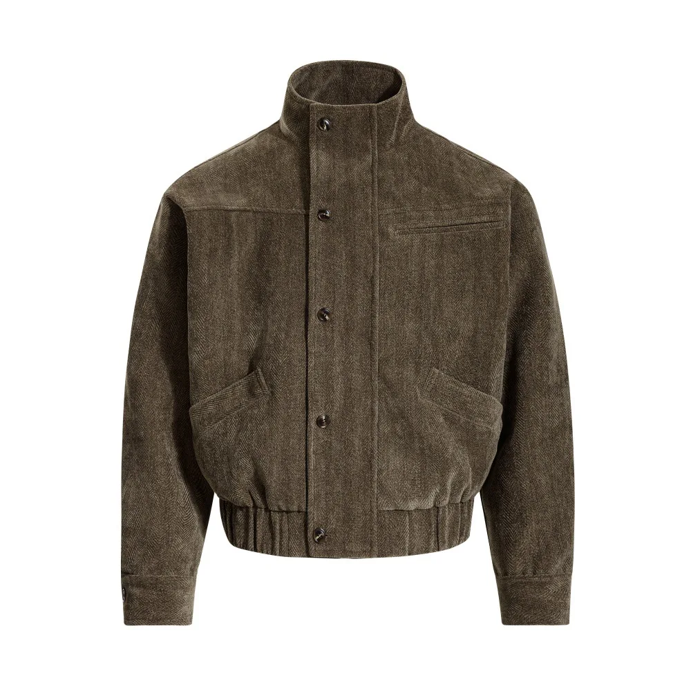 خريف شتاء جديد أزياء الرجال بلون الوقوف طوق كم طويل عارضة العصرية بسيطة الأساسية السترات الذكور الملابس معاطف قمم #1