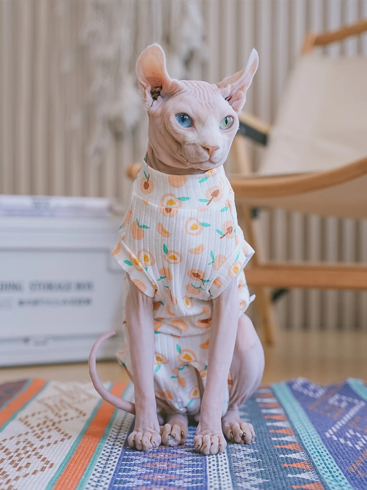 

Pink Cotton Coat for Sphynx Cat in Autumn Soft Cartoon Sweatshirt for Kittens Warm Cute Rabbit Undercoat for Devon Rex in Winter