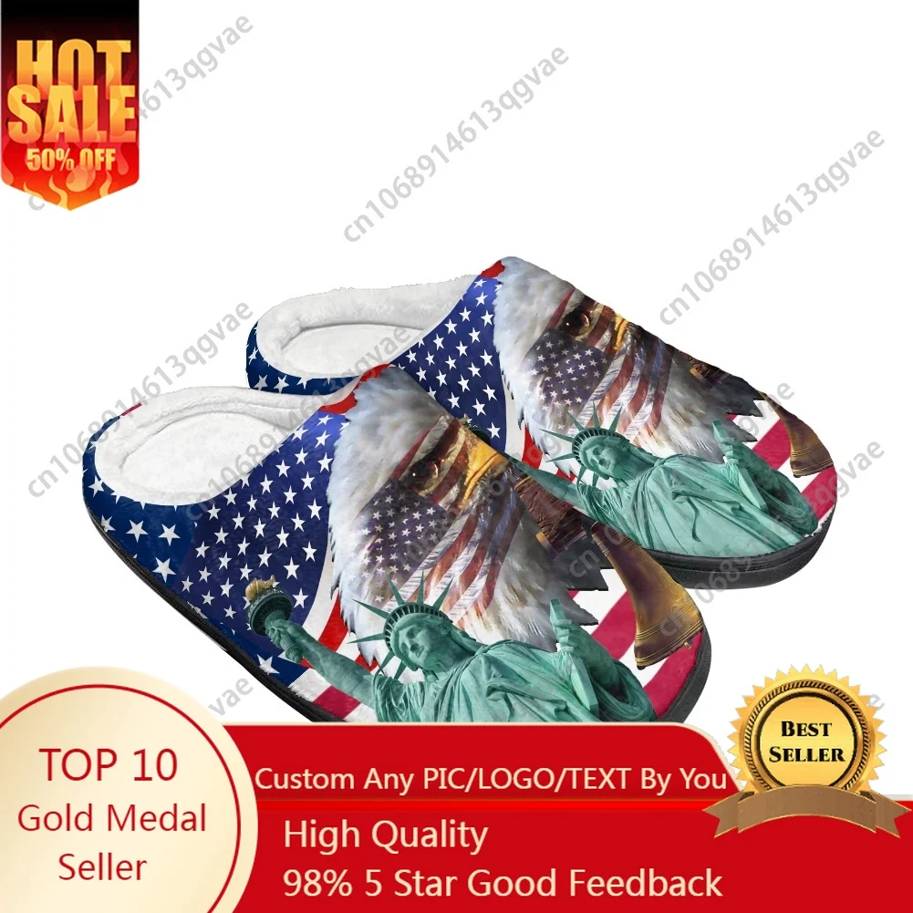 

America 250 Anniversary Home Cotton Slippers Mens Womens Teenager Plush Bedroom Keep Warm Shoes Custom Slipper