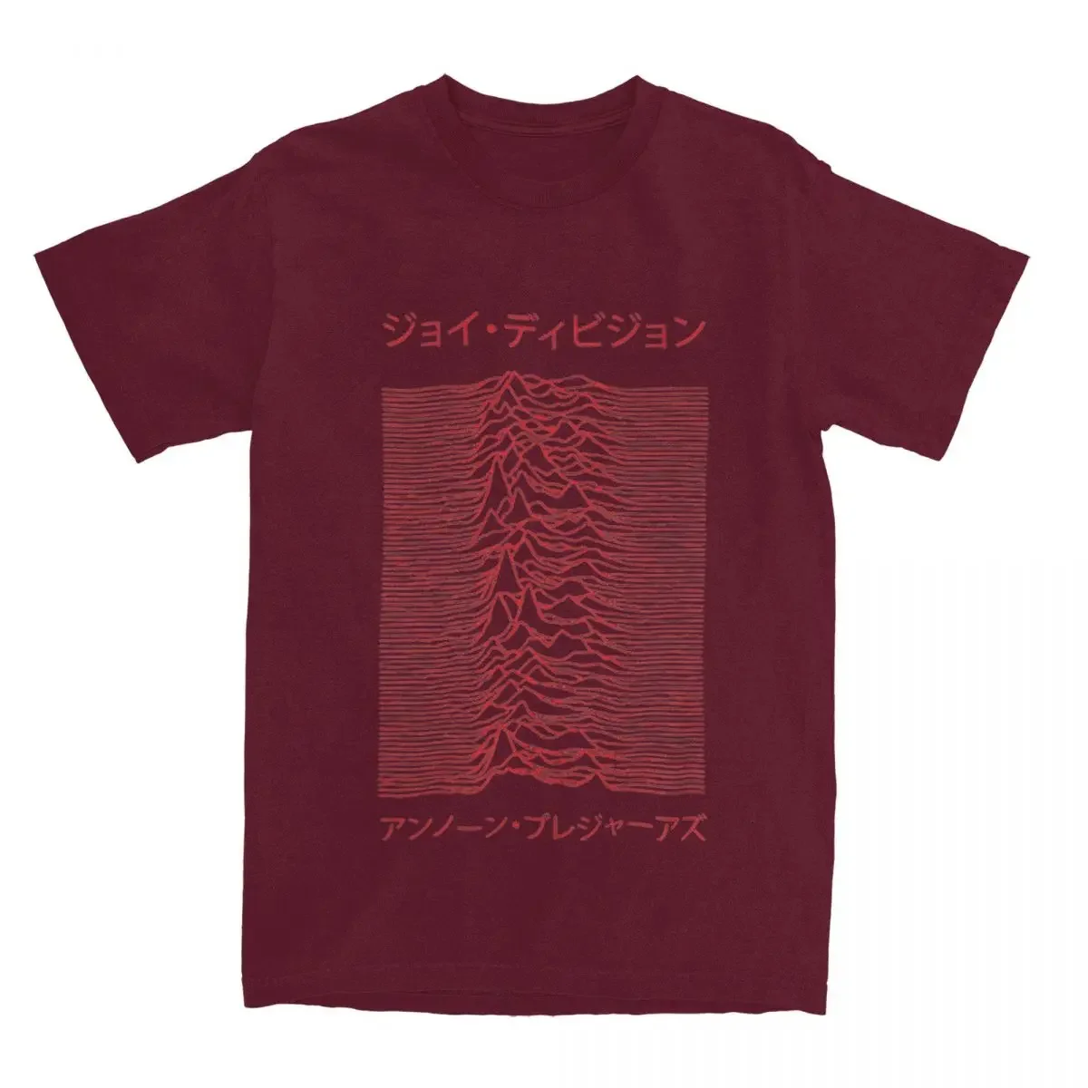 Joy Division Red Japanese Accessories T Shirt for Men Unknown Pleasures Funny Cotton Tee Shirts Fan Gifts Clothes Round Collar