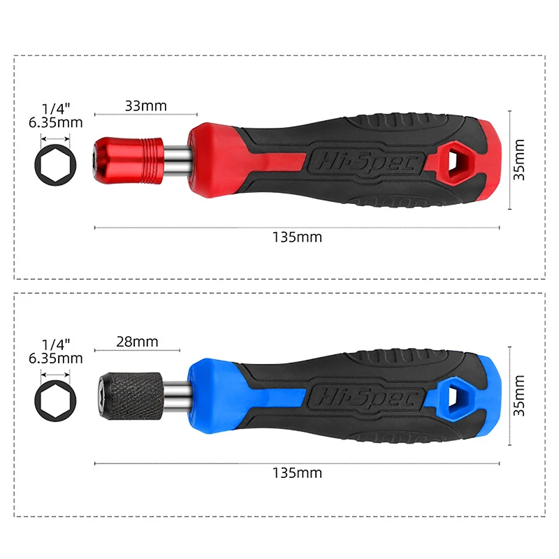 1/4 (6.35mm) Ratchet Screwdriver Bit Holder Handle Multifunctional Magnetic Bit Driver For Slotted Hex Torx Bit