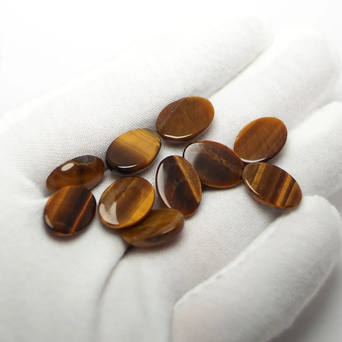 10pcs Tiger Eye Stone,Cabochon Stones,10x14mm Polished Flat Back Stone,Earring Jewelry Necklace Making,Pendant Accessories