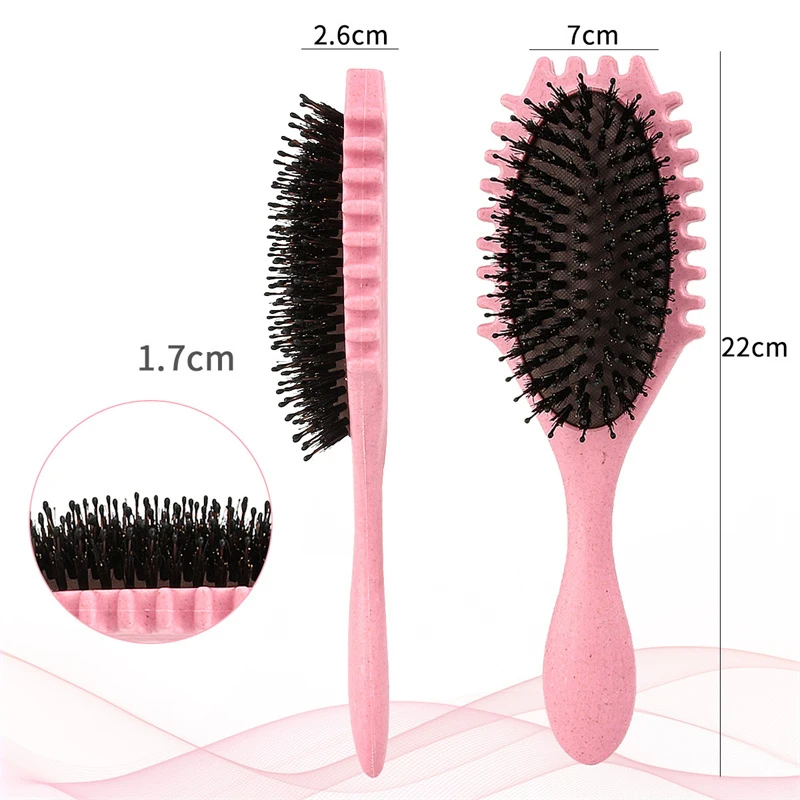 Ensemble de brosses à cheveux en poils de sanglier avec bord, brosses de coiffure, peigne saillant, 4 pièces