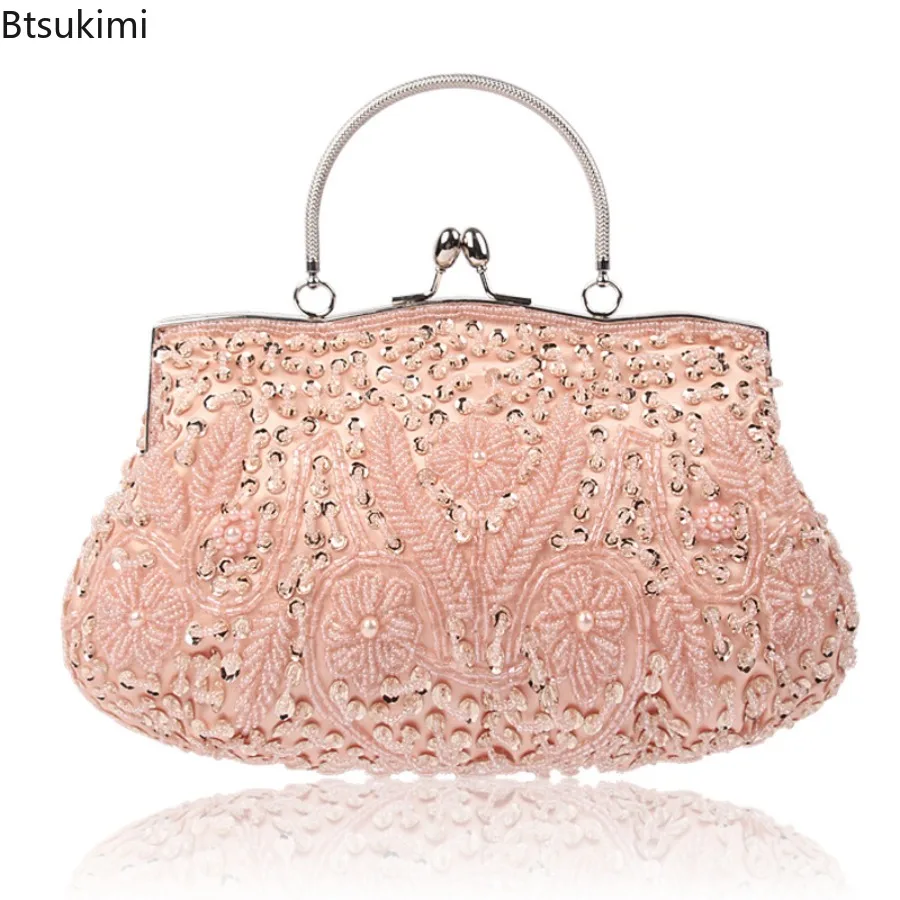 New Women Clutch Bags Ladies Beads Evening Bags Wedding Party Bridal Embroidered Handbags and Purses Luxury Vintage Small Totes