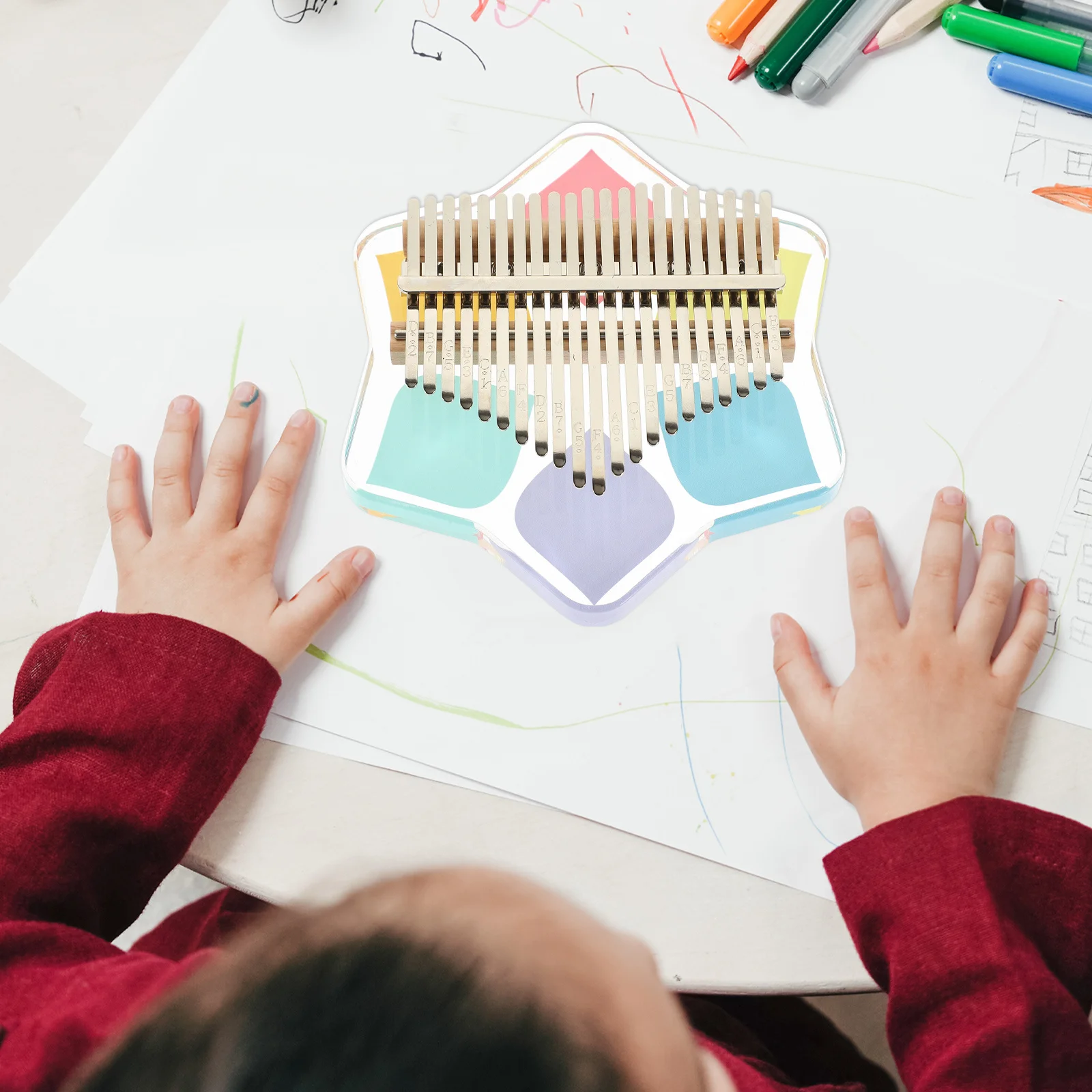 

Finger Piano Kalimba 21-Tone Thumb Instrument Portable Durable Easy to Learn Practice Melodious Sound for Beginners with