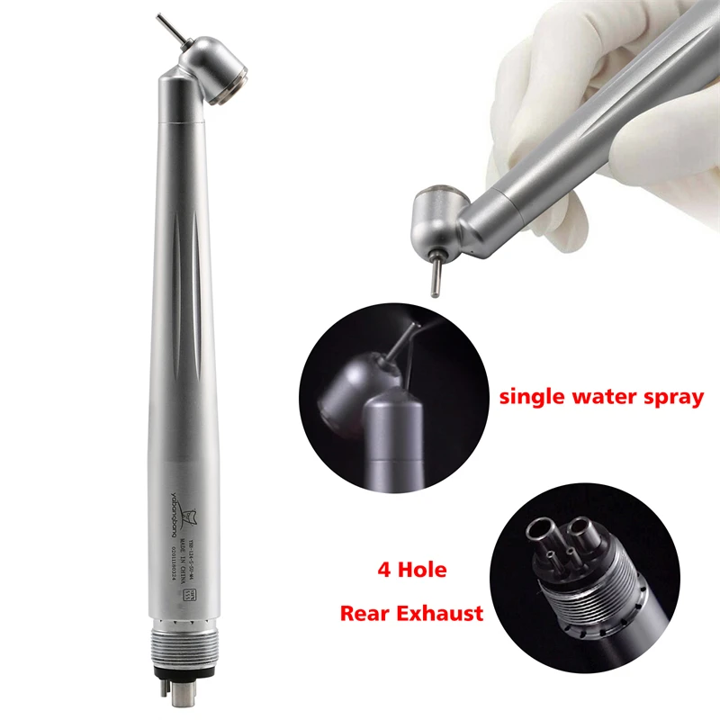 Dental 45 Degree High Speed 4 Hole Push Button Handpiece Single Water Spray LED E-generator /Non-LED Turbine / Replace Rotor